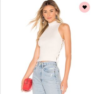 Revolve superdown lace up mock turtleneck top